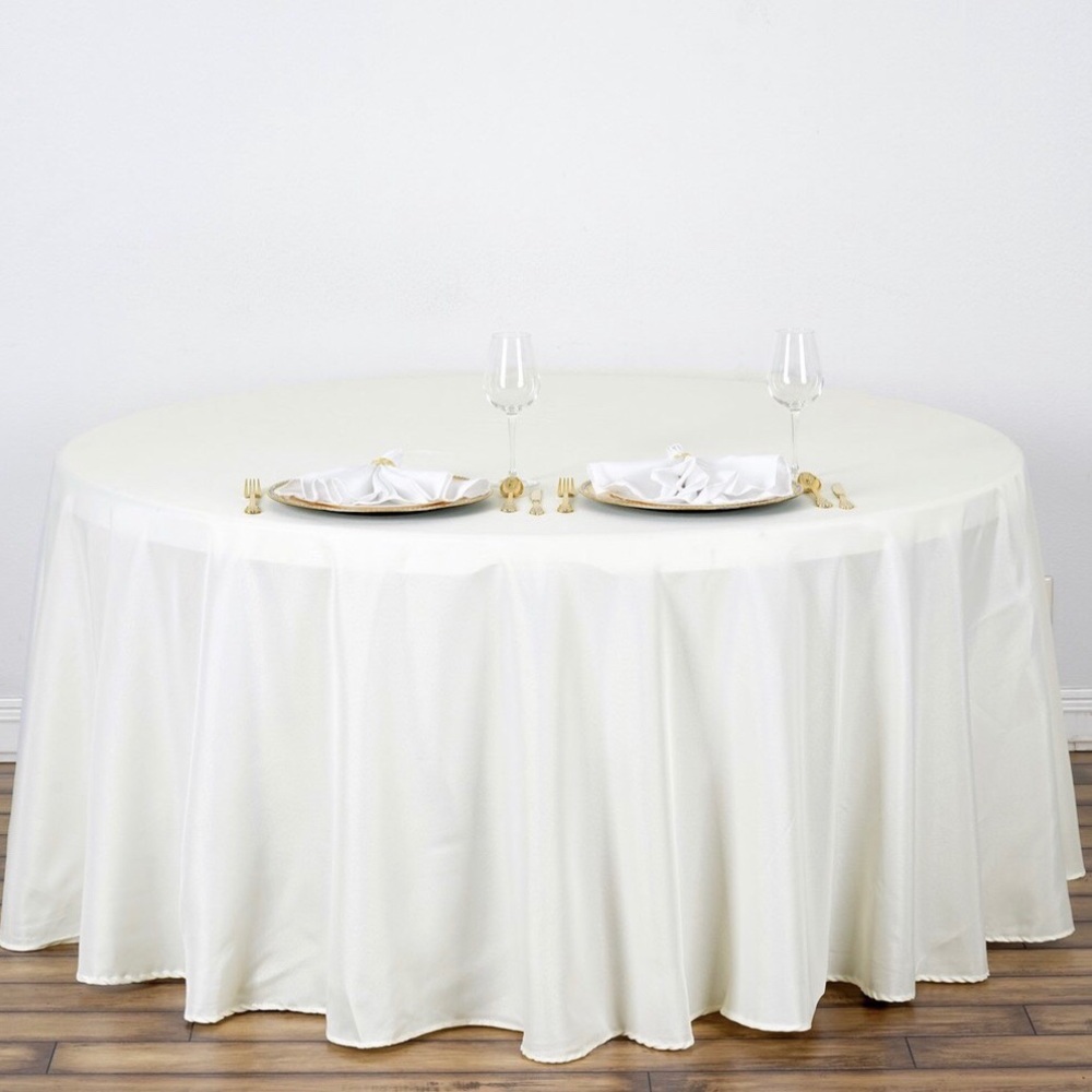 132” Round Ivory Tablecloths (12 total)